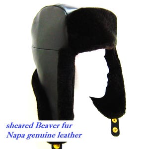 new Beaver fur -genuine Napa leather unisex winter hats trapper fur hat aviator pilot L /all real Beaver fur lined!