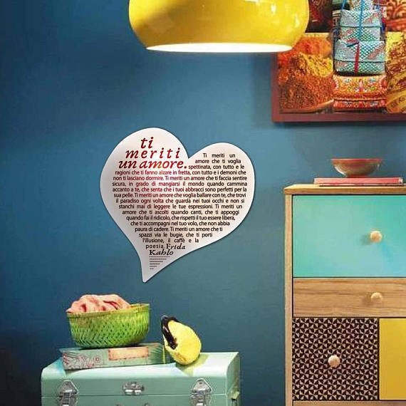 Cuore Ti Meriti Un Amore Poesia In Italiano Calamita Per Frigo O Adesivo Murale Idea Regalo Per San Valentino Mereces Un Amor