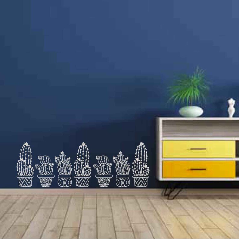 CACTUS set 7 pieces WALL STICKER cactus wall decal indoor Etsy
