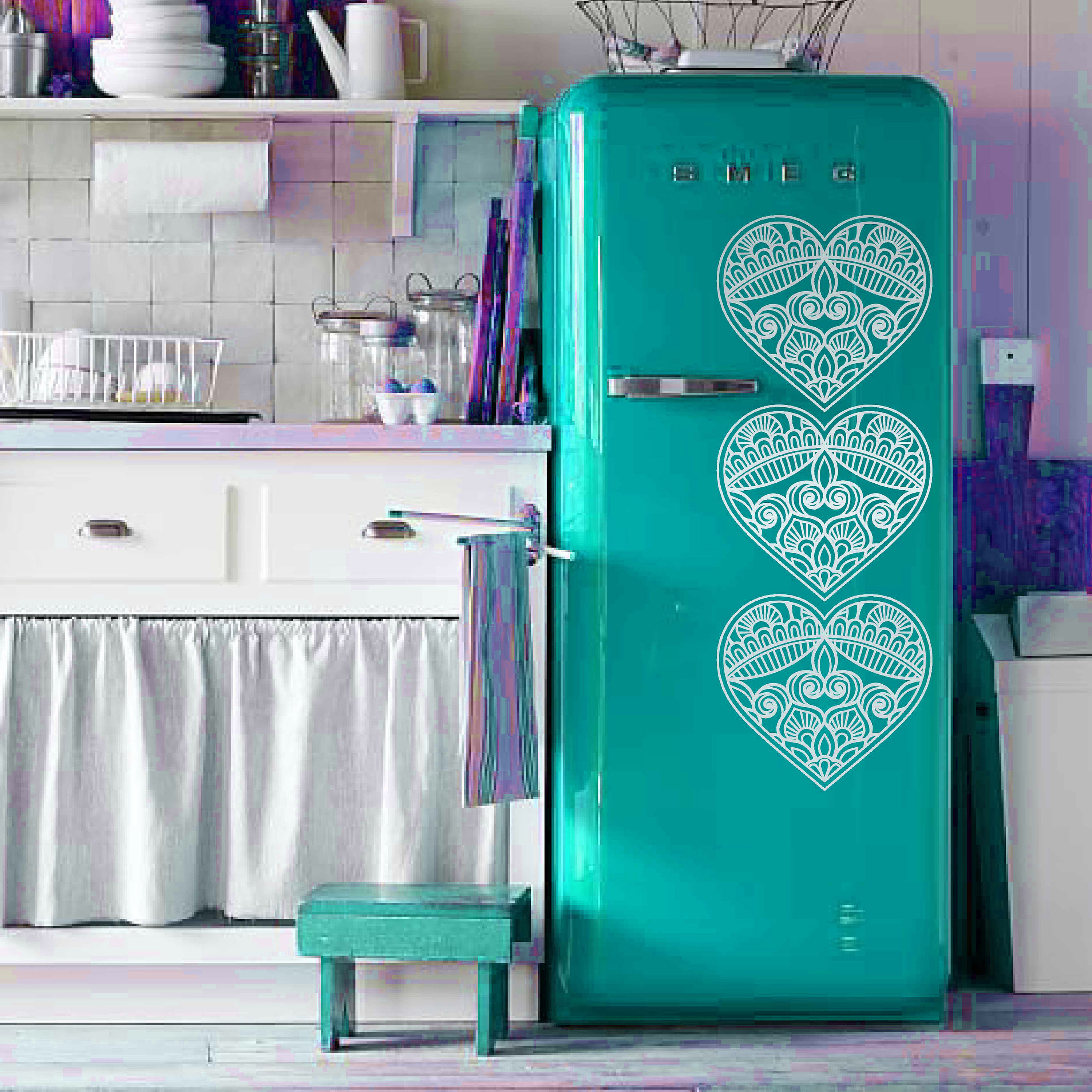 Hearts Fridge Decals Fridge Door Vinyl Sticker Covering Etsy