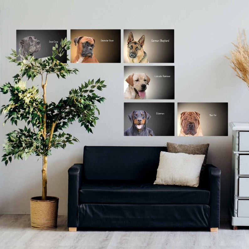 DOG PRINTS Wall Art Dog BREEDS Poster Large Size Dog Decal Etsy