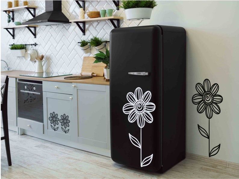 Flower Fridge Decals. Fridge Door Vinyl Sticker. Covering Etsy