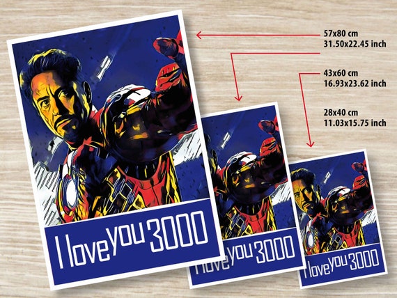 Je Taime 3000 Poster Fan Art Tony Stark Iron Man Citation De Etsy France
