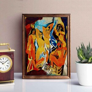 Picasso printable A4 Les Demoiselles dAvignon colorful. Pablo Picasso poster A4 instant download. Pdf poster printable. Picasso painting image 8