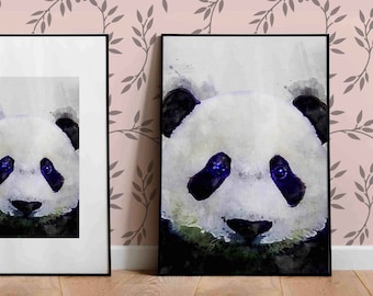 Panda printable full color, instant download for nursery prints, panda print downloadable to be framed