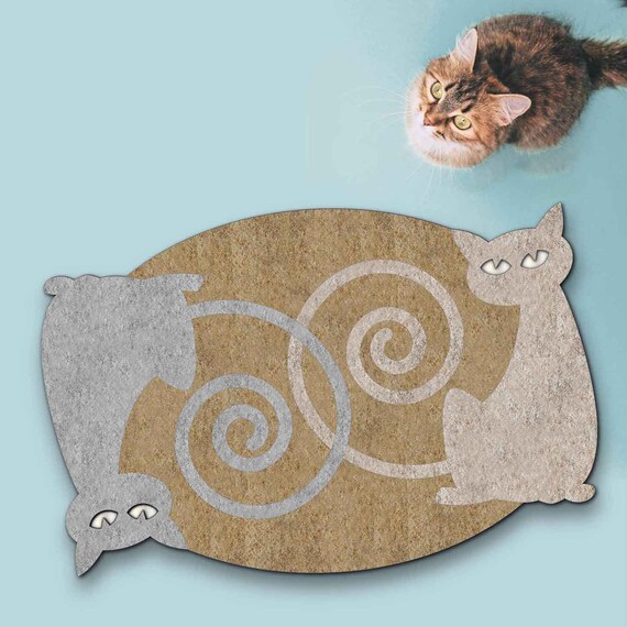 Boho Doormat With Cute Cats With Stainless Steel Eyes For Entryway In Romantic Or Shabby Chic Style Gift For Wedding Or For Bedroom Decor