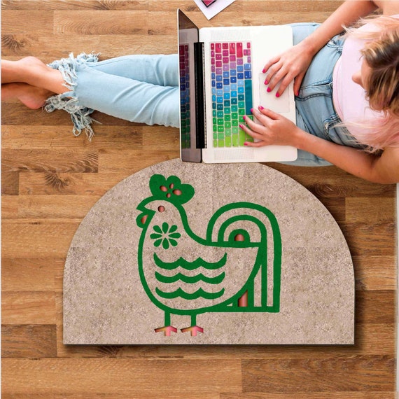 Boho Doormat With French Hen Design And Copper Inlays For Entryway In Provencal Style Or Shabby Chic Gift For Wedding Or For Bedroom Decor