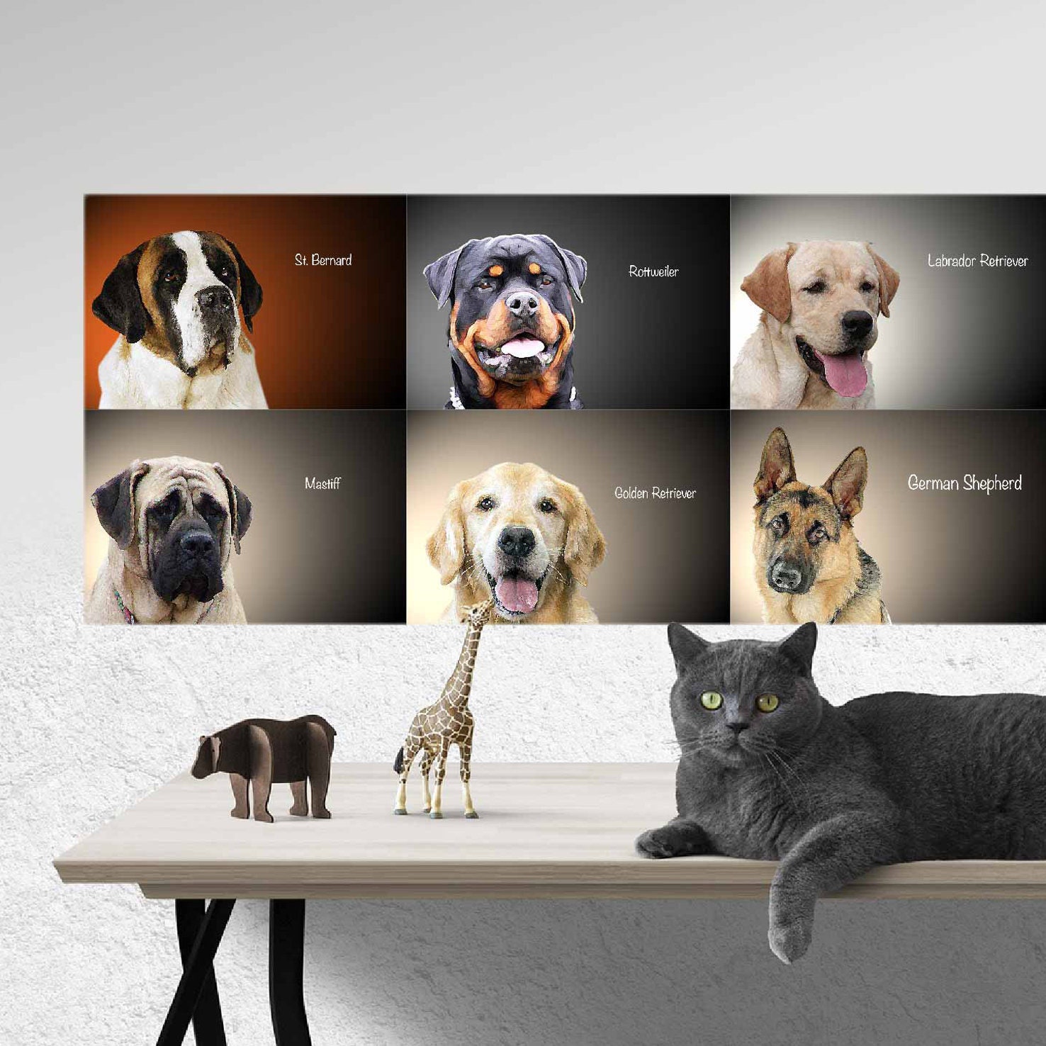 DOG PRINTS Wall Art 6 BREEDS Collection Large Dogs Sticker Etsy