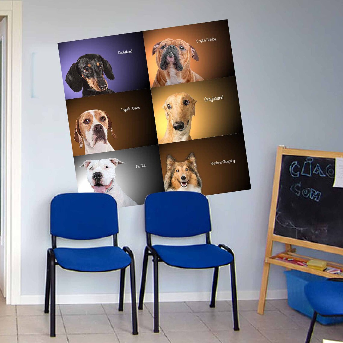 PRINTS Breeds of DOGS Dog Wall Decal Set of 6 Dogs of Breed Etsy