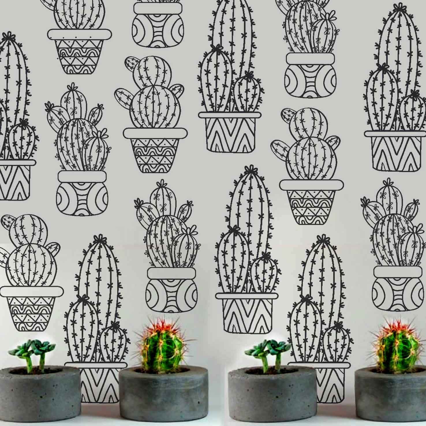 CACTUS set 7 pieces WALL STICKER cactus wall decal indoor Etsy