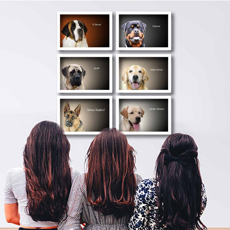 DOG PRINTS Wall Art 6 BREEDS Collection Large Dogs Sticker Etsy