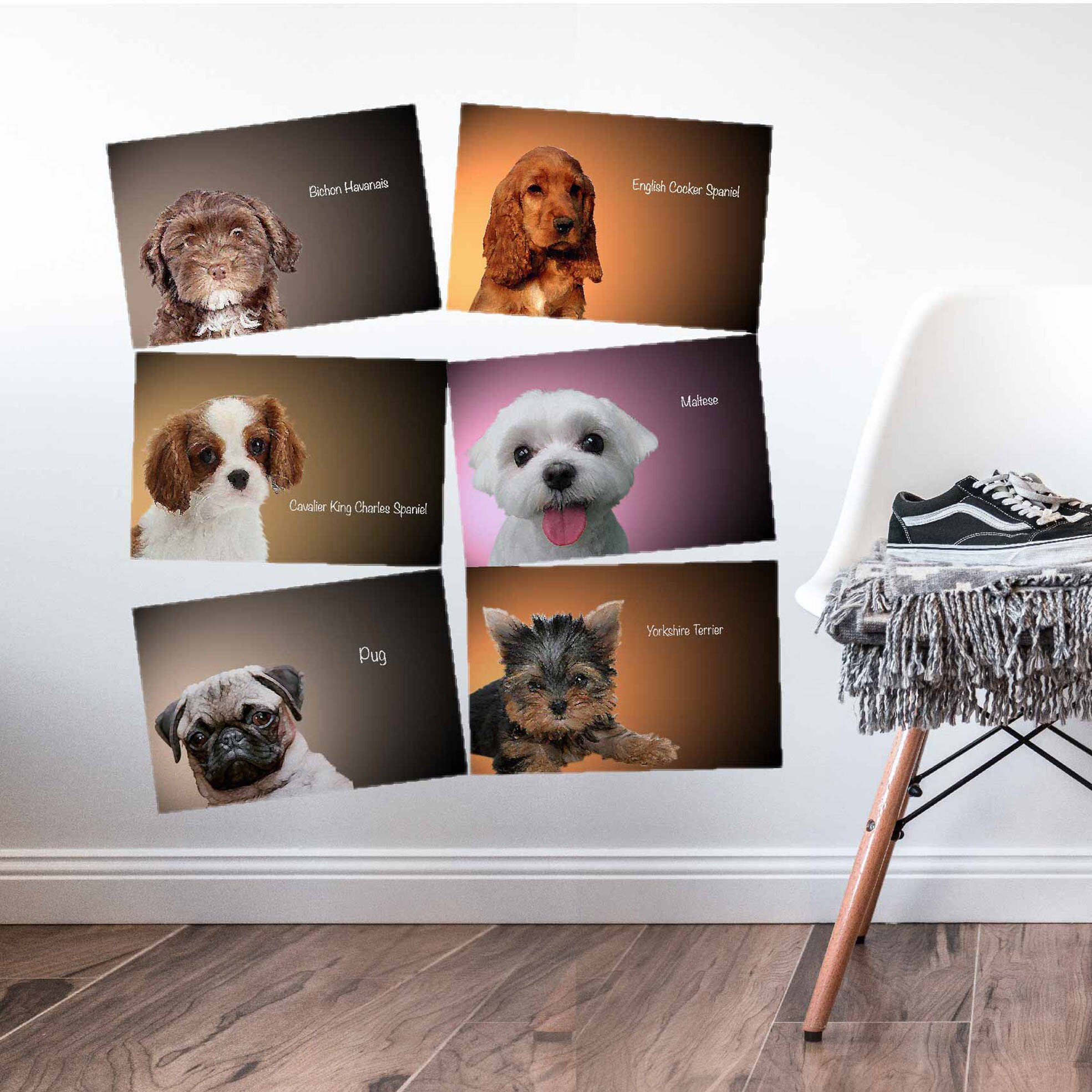 DOG PRINTS Wall Art Dog Wall Decal Set 6 Dogs of Breed Etsy UK
