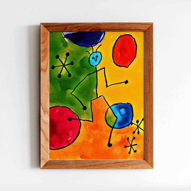 Print Mirò Running Man wall art ready to be framed. Poster Etsy