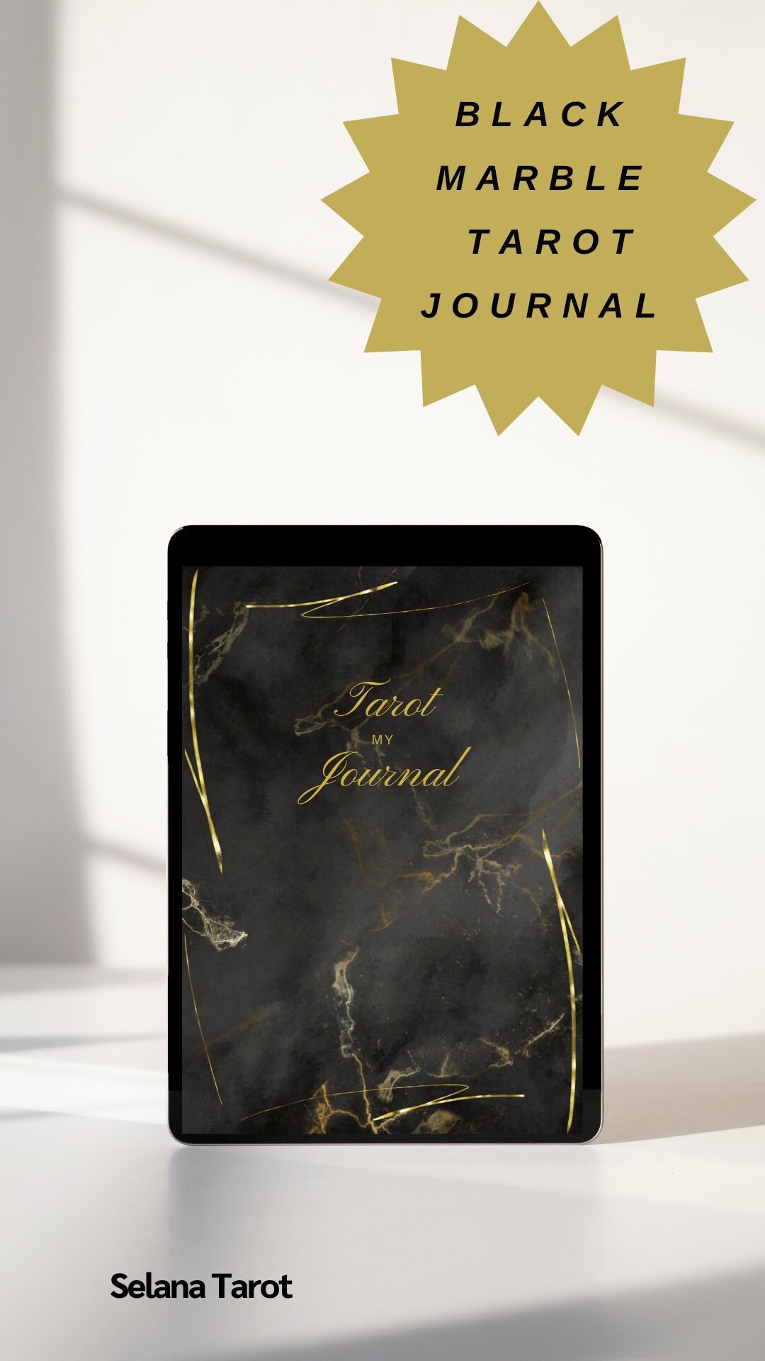Digital Product Tarot Journal Printable Tarot Diary Black Gold Marble ...