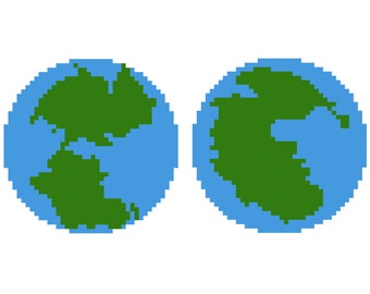 Pangea supercontinent 2 cross stitch patterns - earth geology history map- pdf- reunite pangaea- plate tectonics science globe