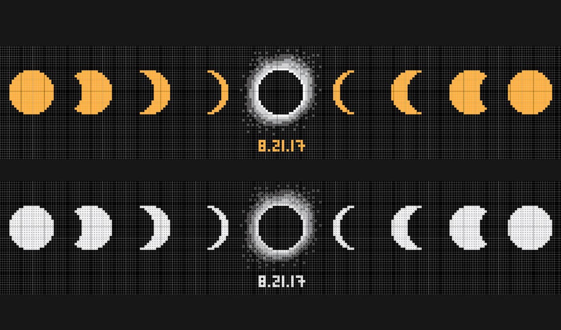 Solar Eclipse Cross Stitch Pattern Digital Download Total Eclipse