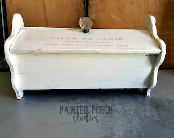 Vintage White Sewing Box * French Country * Country * Farmhouse * Storage