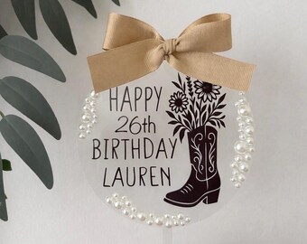 Western Floral Birthday Cake Topper