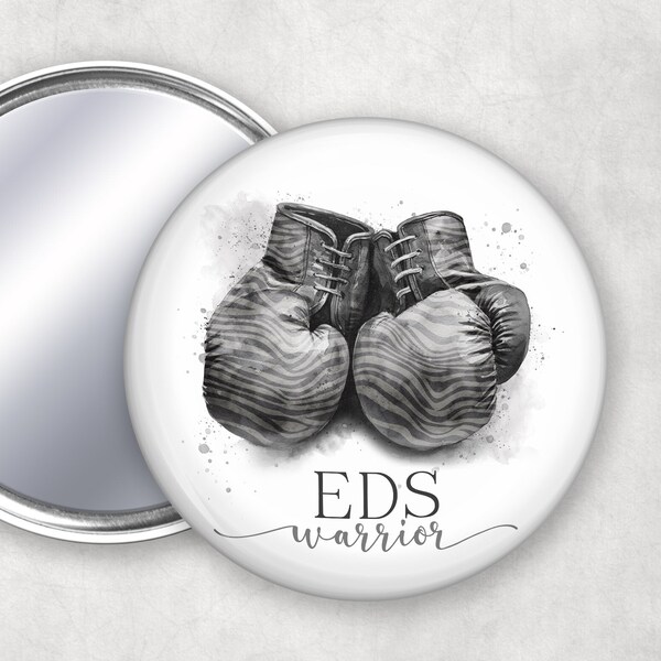 EDS Awareness Mirror - Ehlers Danlos Syndrome Warrior Compact Make Up Mirror - Perfect Zebra Print Accessory For Bag