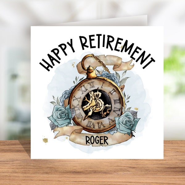 Personalised Retirement Pocket Watch Greetings Card