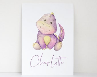 Personalised Dinosaur Prints - Kids Bedroom Decor - Child's Room - Wall Hanging