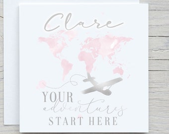 Personalised Emigrating, Moving Abroad, Going Travelling, Good Luck Card