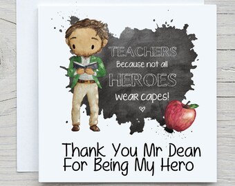 Thank You Teacher Card - End Of Term Teacher Card Gift - Teacher Hero Card - Male Female Teacher