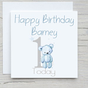Personalised Teddy Bear Number Age Birthday Card Choose From Pink Bear, Blue Bear Or Brown Bear image 1