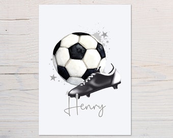 Personalised Football Print - Silver Effect Football Boot Print - Silver Effect Football Boot Print - Kids Bedroom Decor - Childs Room