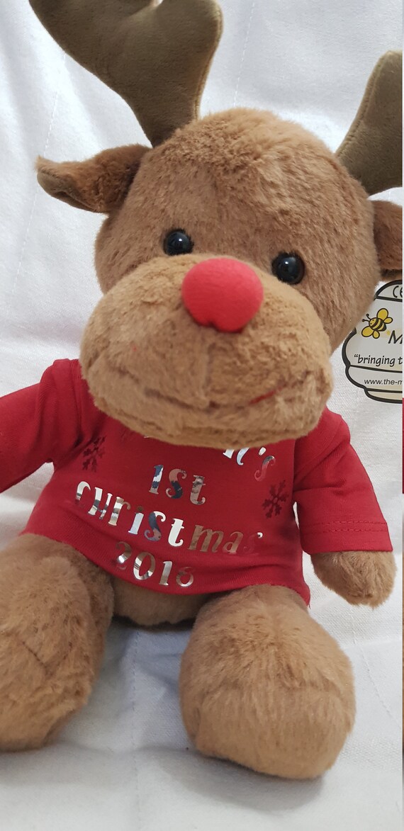 personalised reindeer teddy