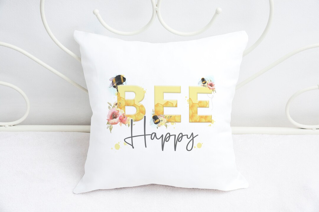 Bee Happy Cushion Bee Lover Gift Home Decor Full Cushion Etsy UK