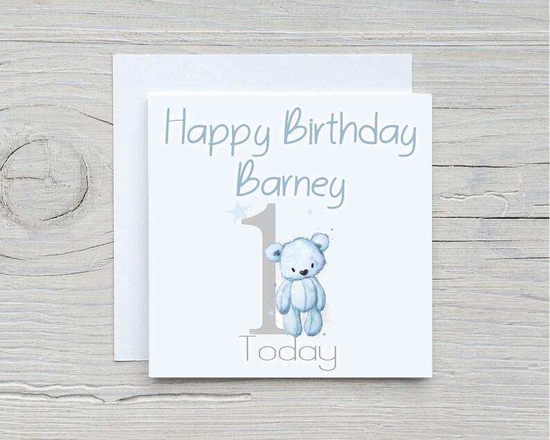 Personalised Teddy Bear Number Age Birthday Card Choose From Pink Bear, Blue Bear Or Brown Bear image 1