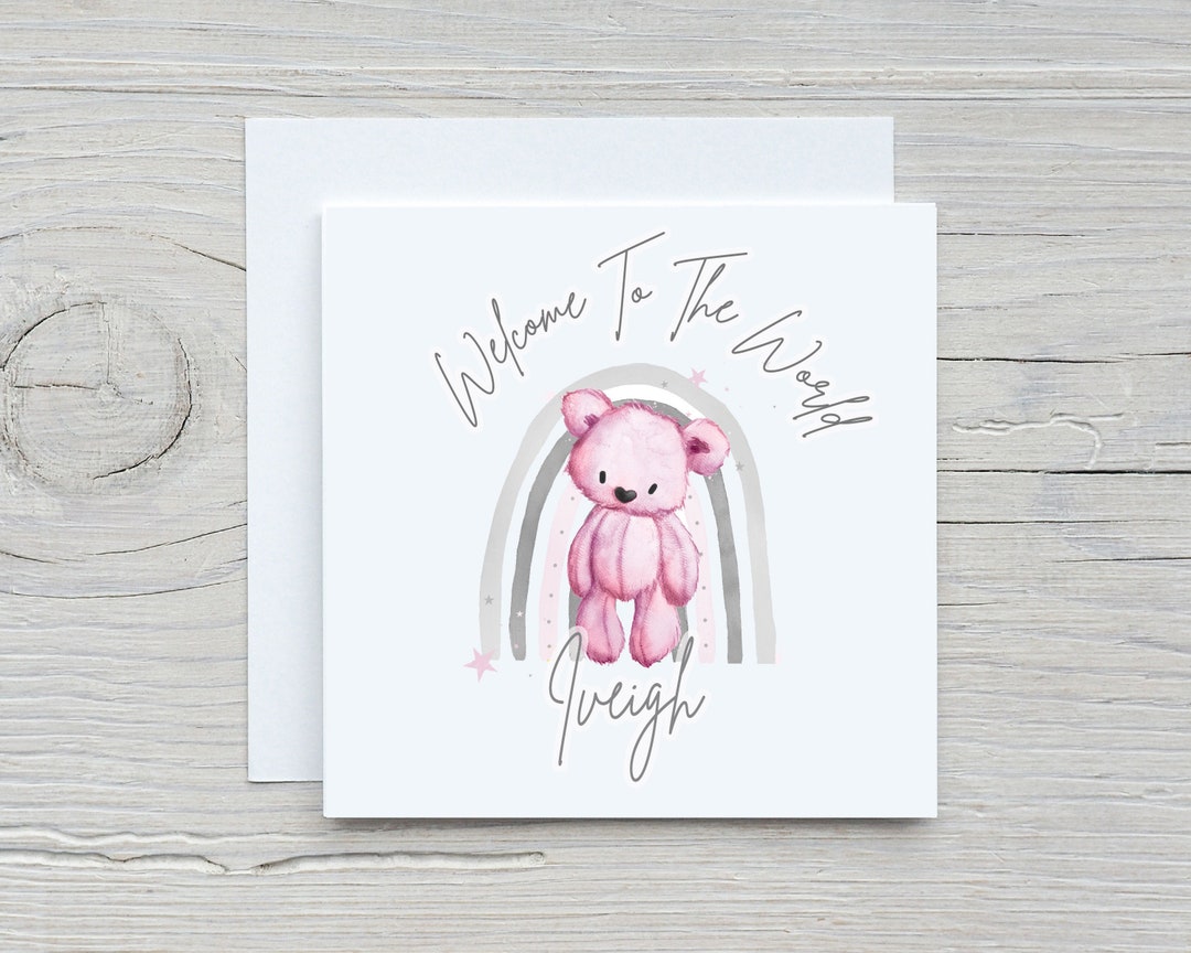Personalised Congratulations New Baby Rainbow Card Baby Pink, Baby Blue