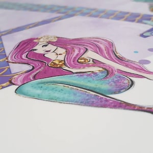 Personalised Mermaid Print Personalised Initial Print Under The Sea Girl's Print Purple Theme Print Kids Bedroom Decor Childs Room image 5