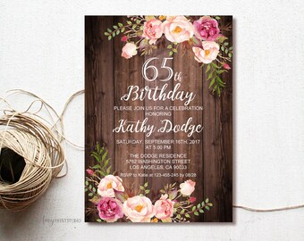 65th birthday invite etsy