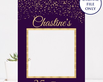 Purple Glowing Diamond Selfie Frame Photo Prop Poster