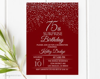 75th birthday invite etsy
