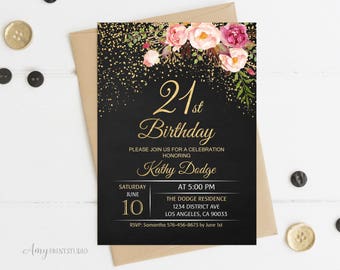 21st birthday invitations etsy