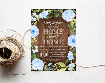 House Warming Invitation, House Warming Party Invite, Home Sweet Home, Wood New Home Invitation, PERSONALIZED, Digital file, #H05