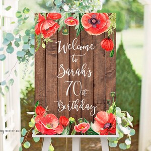 Welcome Birthday Sign, Welcome sign Printable, Birthday Welcome Sign, Floral Welcome Sign, Any Age, PERSONALIZED, Digital file, #W45