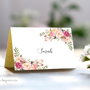 Tischkarten zum Geburtstag, Blumen / Geburtstag, Tischkarten zum Ausdrucken, Digitale Datei, W01