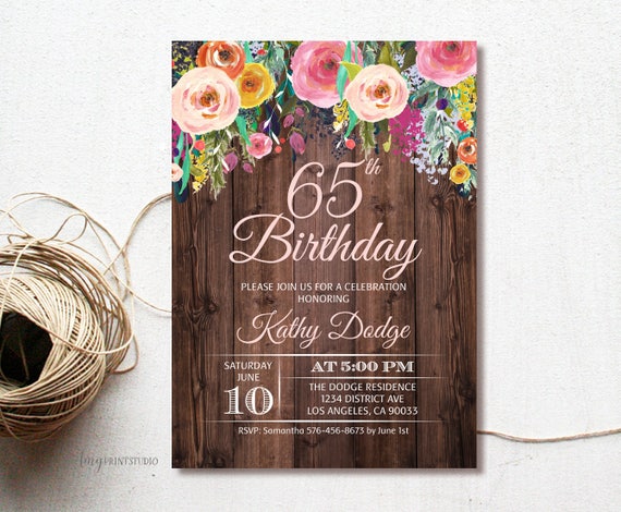 65 Geburtstagseinladung Rustikale Blumen Geburtstag Etsy