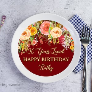 90 jaar geliefd, Charger Plate Insert, Floral Women Verjaardag Charger Plate Insert, Floral Birthday Invite, GEPERSONALISEERD, Digitaal bestand, #W12