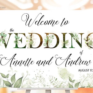 Welcome Wedding Sign, Wedding Reception Sign, Floral Wedding Sign, Greenery Welcome sign Printable, PERSONALIZED, Digital file, #WS27