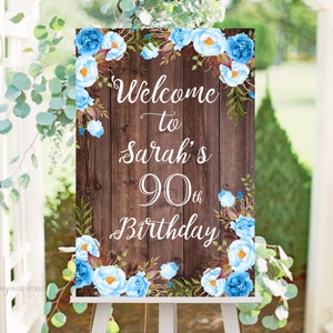 Welcome Birthday Sign, Welcome sign Printable, Birthday Welcome Sign, Floral Welcome Sign, Any Age, PERSONALIZED, Digital file, #W147