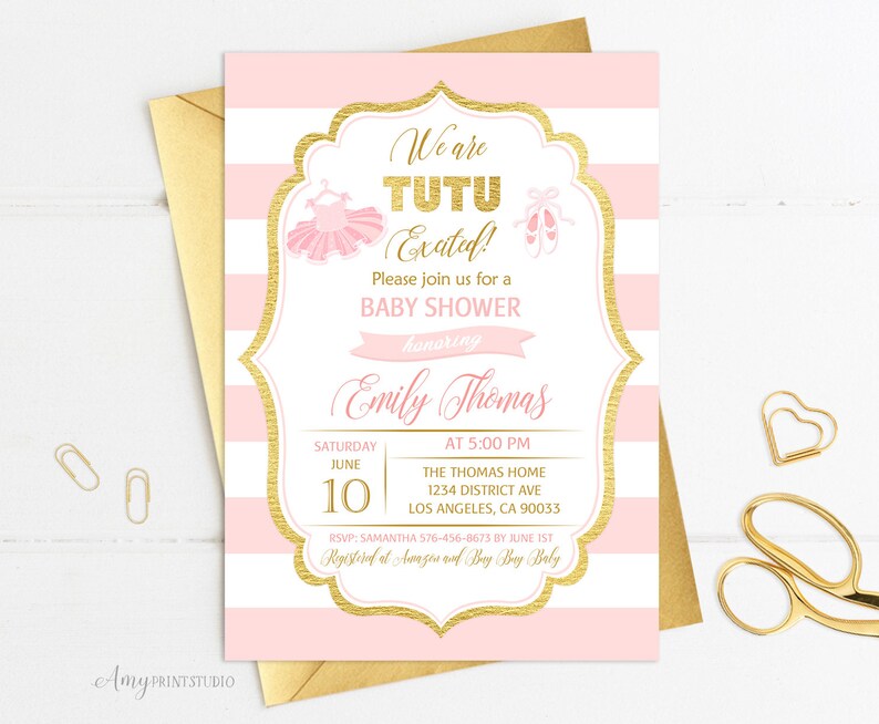 Tutu Baby Shower Invitation Ballerina Baby Shower Etsy
