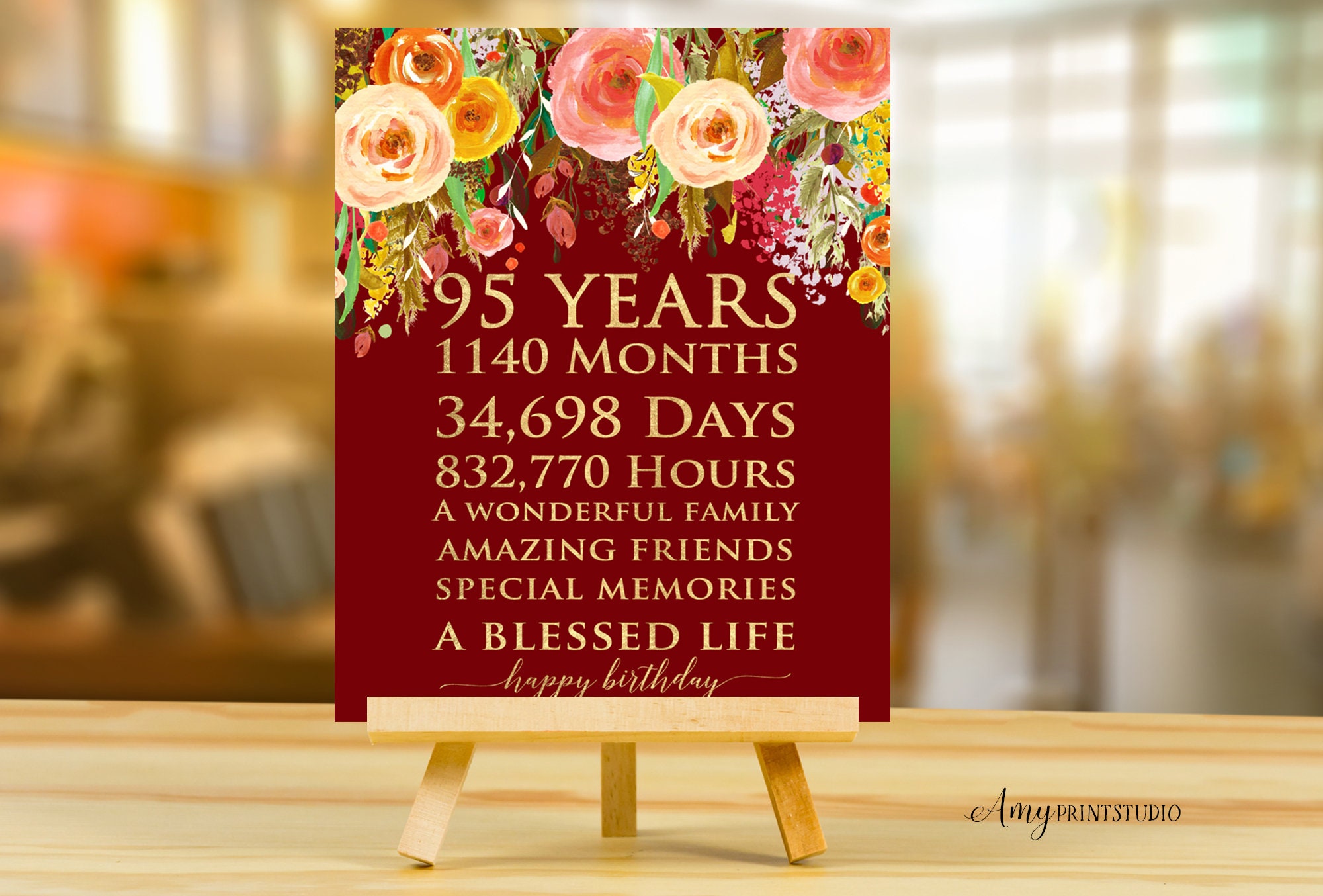 95th Birthday Party Decoration Floral Women Invitation - Etsy