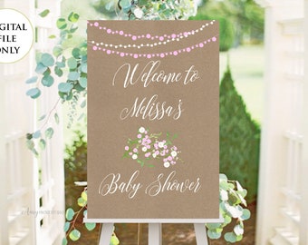 Welcome Baby Shower Sign, Welcome sign Printable, Baby Shower Welcome Sign, Floral Welcome Sign, PERSONALIZED, Digital file, #A18