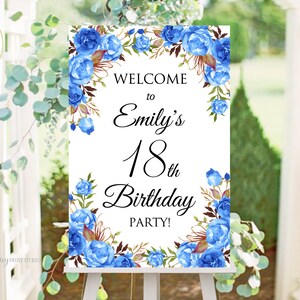 Welcome Birthday Sign, Welcome sign Printable, Birthday Welcome Sign, Floral Welcome Sign, Any Age, PERSONALIZED, Digital file, #W204