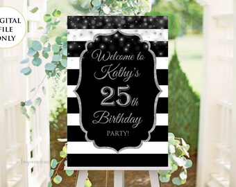 Welcome Birthday Sign, Welcome sign, Chalkboard Birthday Welcome Sign, Any Age, PERSONALIZED, Digital file, #W124